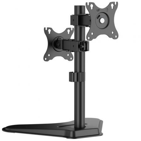 AISENS Soporte de Mesa para 2 Monitores 17-32 Pulgadas, Inclinable y Rotable, Negro